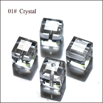 Imitation Austrian Crystal Beads, Grade AAA, Faceted, Cube, Clear, 8x8x8mm(size within the error range of 0.5~1mm), Hole: 0.9~1.6mm