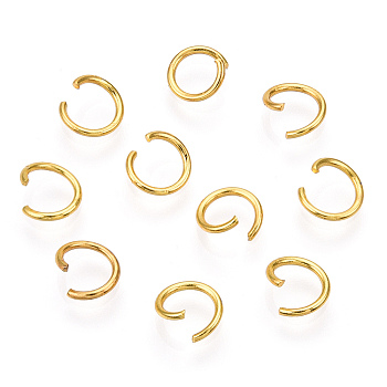 PVD Vacuum Plating 304 Stainless Steel Open Jump Rings, Round, Real 18K Gold Plated, 20 Gauge, 6x0.8mm, Inner Diameter: 4.4mm, about 79pcs/5g