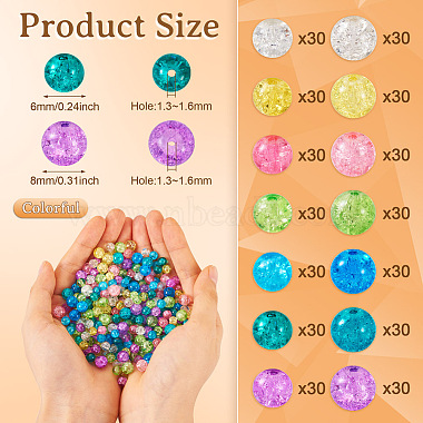 420Pcs 14 Style Transparent Spray Painted Crackle Glass Beads Strands(CCG-TA0002-04)-5