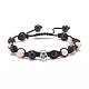 Round Synthetic Turquoise(Dyed) Braided Bead Bracelet with Alloy Skull(BJEW-JB07863-03)-1