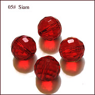 Imitation Austrian Crystal Beads, Grade AAA, Faceted(128 Facets), Round, Dark Red, 10mm, Hole: 0.9~1mm(SWAR-F073-10mm-05)