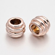 Cadmium Free & Nickel Free & Lead Free Alloy European Beads, Long-Lasting Plated, Large Hole Rondelle Beads, Rose Gold, 8x7mm, Hole: 4mm(MPDL-E027-08RG-NR)