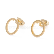 304 Stainless Steel Stud Earrings, Flat Round, Golden, 10mm, Pin: 0.7mm, 12pair/card(EJEW-Z012-10D-G)
