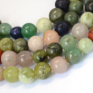 Natural Mixed Stone Round Bead Strands, 8~8.5mm, Hole: 1mm, about 47pcs/strand, 15.5 inch(X-G-E334-8mm-23)