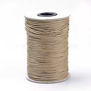 Braided Korean Waxed Polyester Cords, Tan, 0.8mm, about 87.48 yards(80m)/roll(YC-T002-0.8mm-111)