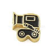 Rack Plating Brass Enamel Beads, Lead Free & Cadmium Free, Real 18K Gold Plated, Car, 10x10.5x4mm, Hole: 1.8mm(KK-U029-22G-10)