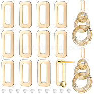 20Pcs Brass Stud Earring Findings, with Vertical Loops, Rectangle, Nickel Free, with 40Pcs Plastic Ear Nuts, Real 18K Gold Plated, 15.5x7mm, Hole: 2.5mm, Pin: 0.8mm(KK-BC0008-46)