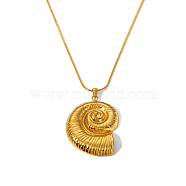 Fashionable Summer Beach Conch Stainless Steel Pendant Necklace for Women, Golden, 16.14 inch(410mm)(KA7442-1)