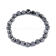 Faceted Round Synthetic Non-Magnetic Hematite Stretch Bracelets for Men, Inner Diameter: 2-5/8 inch(6.7cm)(BJEW-E102-04)