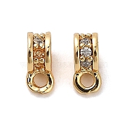 Brass Micro Pave Clear Cubic Zirconia Tube Bails, Real 18K Gold Plated, 6x4x3mm, Hole: 1.2mm(KK-B110-05G)