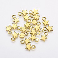 Tibetan Style Alloy Charms, Christmas Star, Cadmium Free & Nickel Free & Lead Free, Antique Golden, 10x8x1mm, Hole: 2mm(TIBEP-A123046-AG-FF)