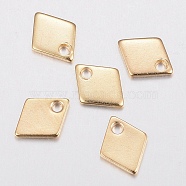 304 Stainless Steel Charms, Rhombus, Golden, 9x7x1mm, Hole: 1.2mm(STAS-H436-53)