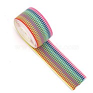 4 Yards Nylon Elastic Wide Band, Flat, Colorful, Stripe Pattern, 50x1.3mm(EC-CA0001-03D)