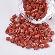 6/0 Glass Bugle Beads, Opaque Colours, FireBrick, 6/0 3.5~5x3.5~4mm, Hole: 1mm, about 4500pcs/bag(SEED-S032-02B-03)