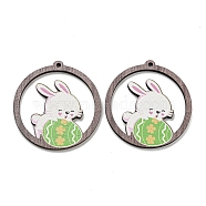 Single Face Printed Wood Pendants, Easter Charms, Flat Round, 47x44.5x2.5mm, Hole: 2mm(WOOD-K008-09C-01)