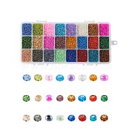 12/0 perles de rocaille en verre, ronde, couleur mixte, 21.8x11x3 cm(SEED-YW0001-02-2mm)