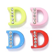 Spray Painted Zinc Alloy Slide Charms,with Crystal Rhinestone, Letter Slide Charms, Mixed Color, Letter.D, 11.5~13mm(ALRI-WH0005-13D)