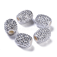 Resin European Jelly Colored Beads, Large Hole Barrel Beads, Bucket Shaped, Silver, 15x12.5mm, Hole: 5mm(RESI-B025-03A-01)