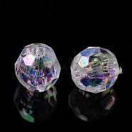 AB Color Transparent Acrylic Faceted Round Clear AB Beads, 6mm, Hole: 1mm(X-PL642-22)