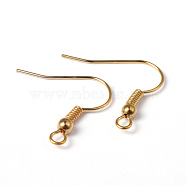 Brass Earring Hooks, Ear Wire, with Horizontal Loop, Nickel Free, Golden, 17~19x16~18x0.8mm, 20 Gauge, Hole: 2mm(EC135Y-NFG)