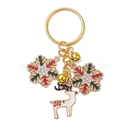 Alloy Enamel with Cubic Zirconia Keychain, Deer, Golden, 7.5cm(KEYC-JKC00862)