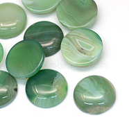 Dyed Natural Striped Agate/Banded Agate Cabochons, Half Round/Dome, Dark Sea Green, 24~25x6~7mm(G-R348-24mm-01)