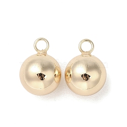 Brass Pendants, Round Charms, Real 18K Gold Plated, 13.5x10mm, Hole: 2mm(KK-L208-59G)