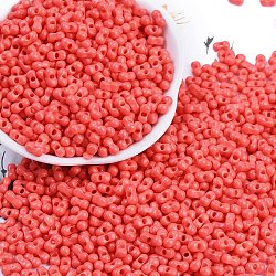 Baking Paint Glass Seed Beads, Round Hole, Peanut, Orange Red, 3.5x6x3.5mm, Hole: 0.9mm, about 3750pcs/pound(SEED-K010-A08)