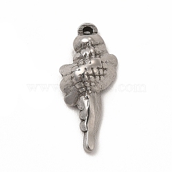 304 Stainless Steel Pendants, Conch, Antique Silver, 17x7.5x4mm, Hole: 0.8mm(STAS-P322-07AS)