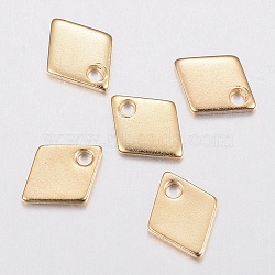 304 Stainless Steel Charms, Rhombus, Golden, 9x7x1mm, Hole: 1.2mm(STAS-H436-53)