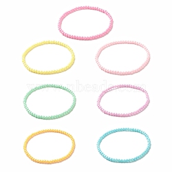 7Pcs 7 Color Candy Color Round Acrylic Beaded Stretch Anklets Set, Stackable Summer Jewelry for Women, Mixed Color, Inner Diameter: 2-3/8 inch(6.18cm), 1Pc/color(AJEW-AN00488)