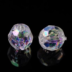 AB Color Transparent Acrylic Faceted Round Clear AB Beads, 6mm, Hole: 1mm(X-PL642-22)