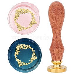 Brass Wax Seal Stamps with Rosewood Handle, for DIY Scrapbooking, Flower, 25mm(AJEW-WH0412-0099)