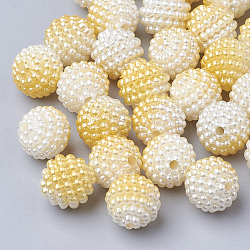 Imitation Pearl Acrylic Beads, Berry Beads, Combined Beads, Rainbow Gradient Mermaid Pearl Beads, Round, Gold, 12mm, Hole: 1mm, about 200pcs/bag(OACR-T004-12mm-15)