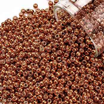 TOHO Round Seed Beads, Japanese Seed Beads, (562) Burnt Orange Metallic, 11/0, 2.2mm, Hole: 0.8mm, about 1103pcs/10g