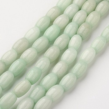 Natural White Jade Bead Strands, Dyed, Oval, Aquamarine, 9x6mm, Hole: 1mm, about 41pcs/strand, 15.11 inch