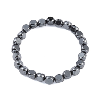 Faceted Round Synthetic Non-Magnetic Hematite Stretch Bracelets for Men, Inner Diameter: 2-5/8 inch(6.7cm)