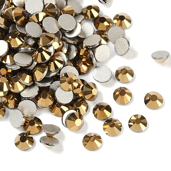 Glass Flat Back Rhinestone, Grade A, Back Plated, Faceted, Half Round, Aurum, 4.6~4.8mm, about 1440pcs/bag