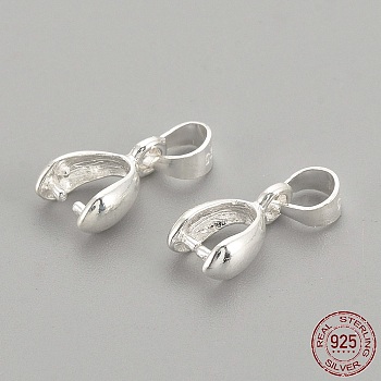 925 Sterling Silver Pendants, Ice Pick & Pinch Bails, with 925 Stamp, Silver, 10x5.5x3.5mm, Hole: 4x3mm