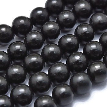 Natural Shungite Beads Strands, Round, 8~8.5mm, Hole: 0.8mm, about 48pcs/Strand, 15.35 inch(39cm)