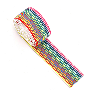 4 Yards Nylon Elastic Wide Band, Flat, Colorful, Stripe Pattern, 50x1.3mm