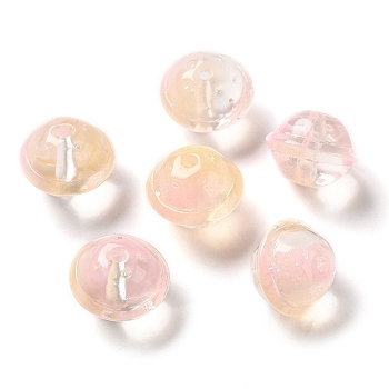 Transparent Glass Beads, Round, Misty Rose, 15.5x12mm, Hole: 1.8mm