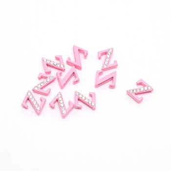 Rhinestone Slide Letter Charms, Alloy Intial Letter Beads, Spray Painted, Letter.Z, Z: 11.5x10x4.5mm, Hole: 1.5x8mm