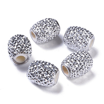 Resin European Jelly Colored Beads, Large Hole Barrel Beads, Bucket Shaped, Silver, 15x12.5mm, Hole: 5mm