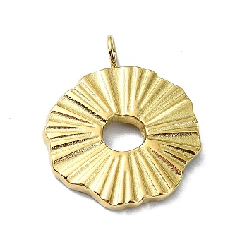 Ion Plating(IP) 304 Stainless Steel Pendants, Real 18K Gold Plated, Flat Round, 20.5x17x2mm, Hole: 2.5mm
