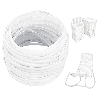 Plastic Imitation Rattan Wicker, Solid Weaving Material, for DIY, Furniture Knitting, Flat, White, 8.5x1mm, about 60~70m/bundle, 500g/bundle, 1 bundle/bag