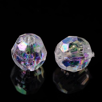 AB Color Transparent Acrylic Faceted Round Clear AB Beads, 6mm, Hole: 1mm