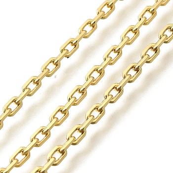 Brass Cable Chains, Soldered, with Spool, Lead Free & Cadmium Free, Long-Lasting Plated, Rack Plating, Oval, Real 18K Gold Plated, 3.5x2x0.5mm