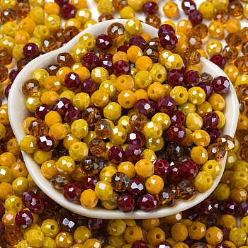 Glass Beads, Faceted, Rondelle, Goldenrod, 6x5mm, Hole: 1mm, about 280pcs/60g