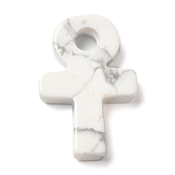 Synthetic Howlite Pendants, Ankh Cross Charms, 29.5~30x20x5~5.5mm, Hole: 5mm